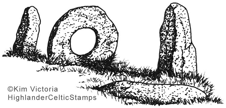 Cornwall stones Mên-an-Tol rubber stamp image by Kim Victoria for Highlander Celtic Stamps